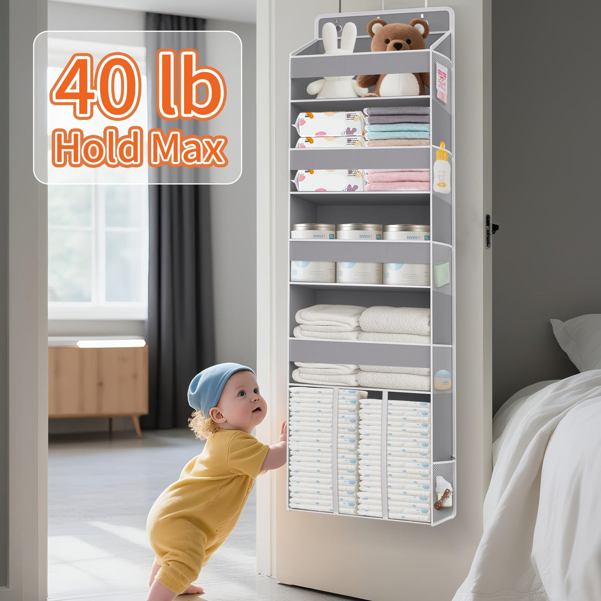 6-Shelf Over-the-Door Organizer - Clear Front and Side Pockets – view 7
