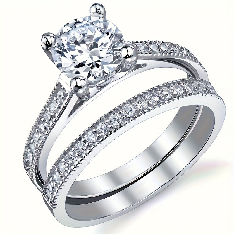 9pcs Classic Princess Bridal Engagement And Wedding Ring Set with Synthetic Zirconia Rings for Perfect Daily Women'S Clothing Matching Jewelry Additions Gifts for Girlfriend And Wife