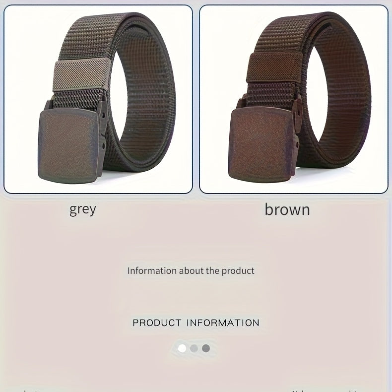 3/6pcs Men'S Casual Nylon Belt with Adjustable Plastic Buckle, Durable And Versatile Outdoor Belt for Hiking, Camping, And Everyday Wear
