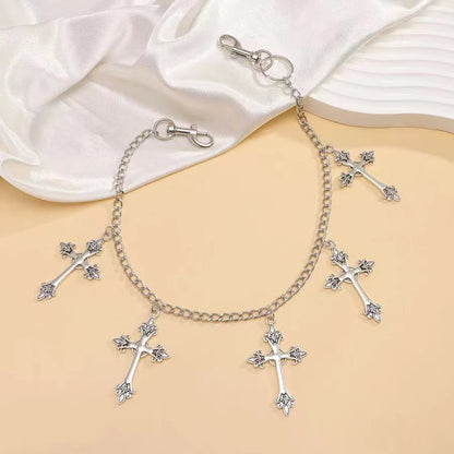 Gothic Cross Waist Chain Belt for Women 2 Pack - Y2K Dark Retro Metal Cross Body Chain Necklace, Vintage Aesthetic Layered Chain Belt for Party Wedding Night Out Beach Festival One Size