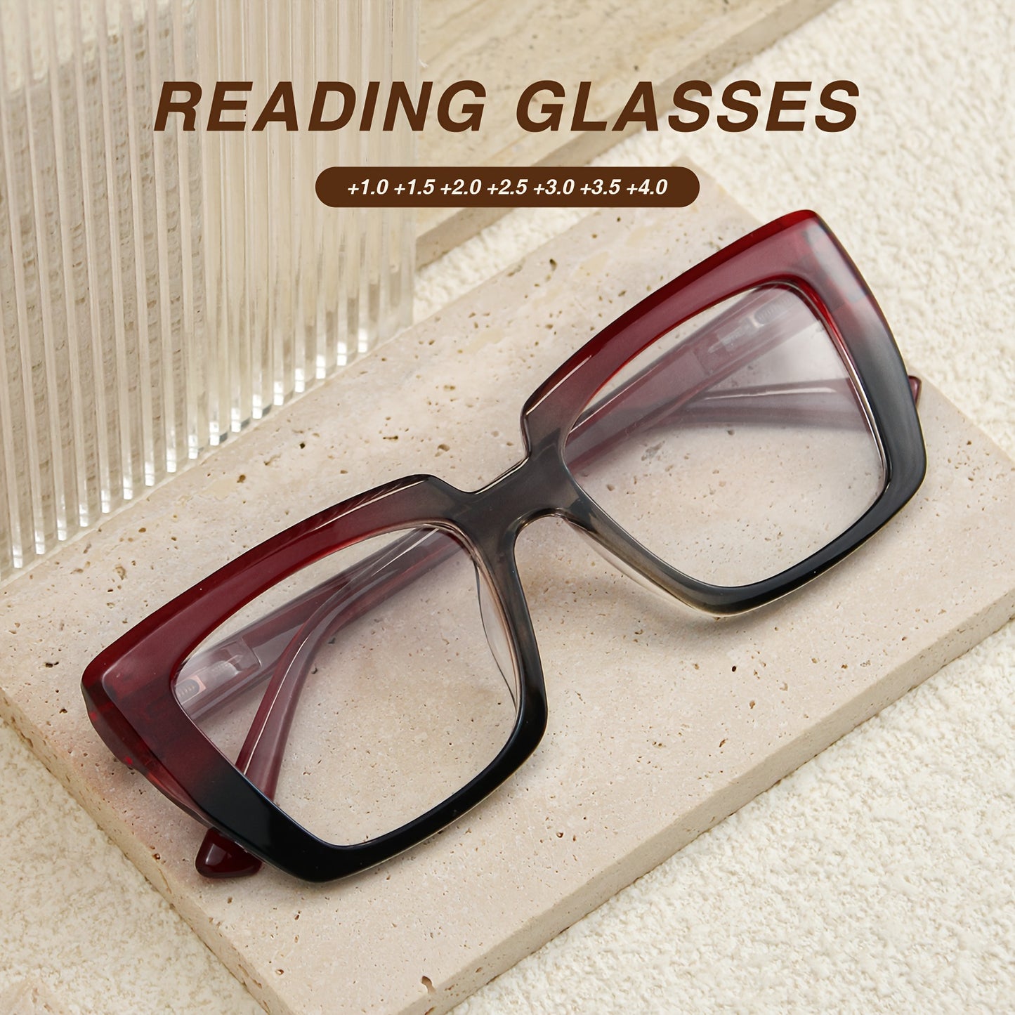 Reading Glasses 8-Pack Retro Print Color Clash Rectangular Spring Hinge Women Fashion Party Holiday Gift Eyewear Magnification +100 to +400 Colorful Trendy