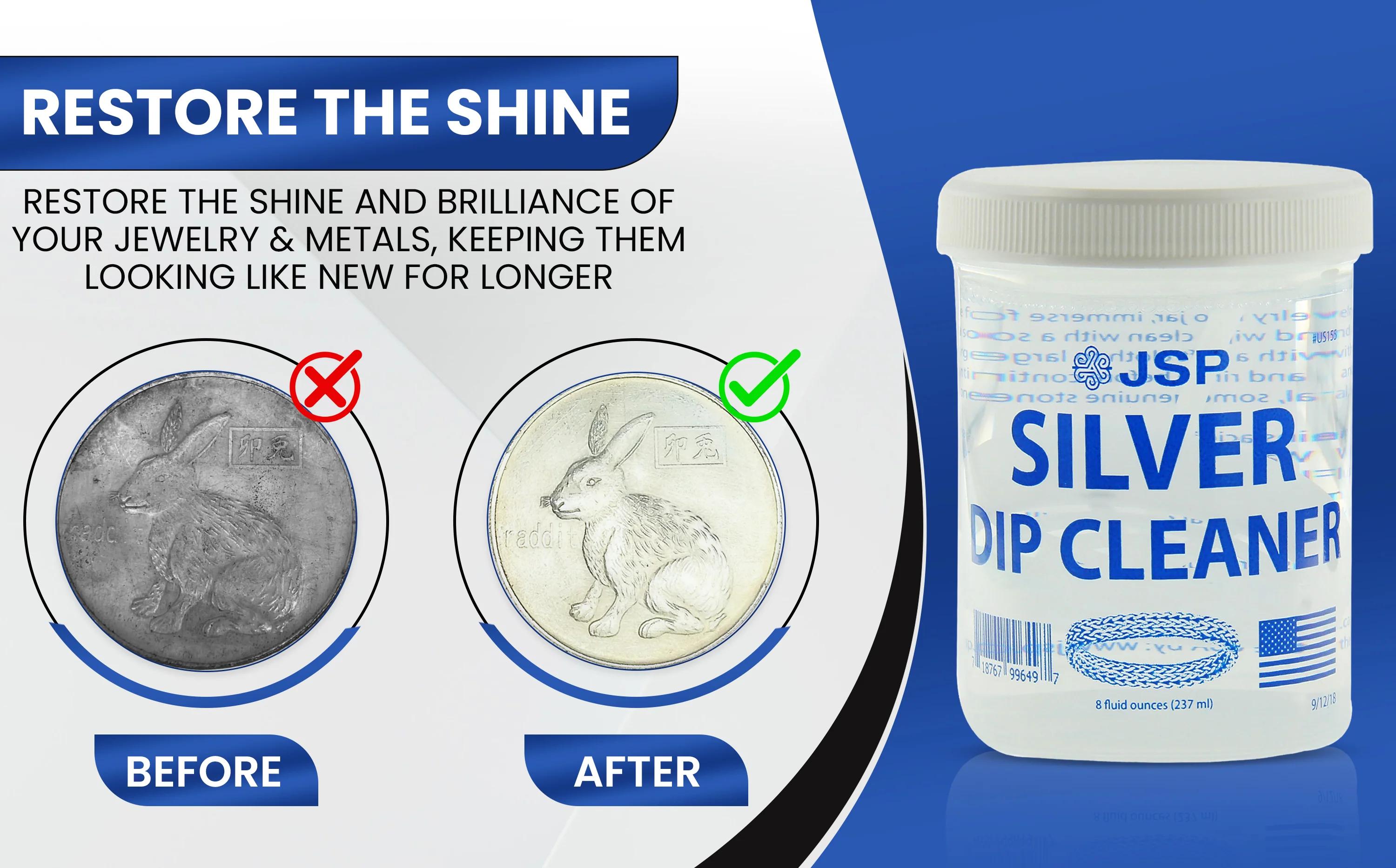 Sterling & Silver Dip Cleaner Tarnish Remover 925 Jewelry Cleaning Solution 8oz JSP