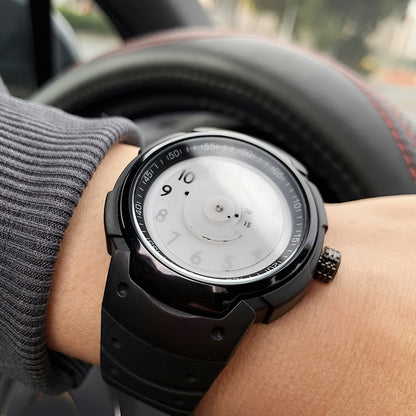 Unisex Sport Watch | Creative Design Quartz Wristwatch with Round Dial & Rubber Strap, Casual Fashion Sport Watch for Men & Women in Black & White