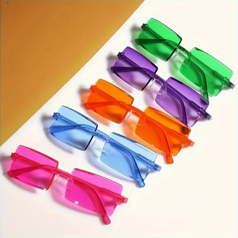 Party Glasses 10 Pack Candy Color Frameless Rectangular Novelty Glasses Women Men Kids Photo Booth Props Wedding Birthday Bachelorette Holiday Costume Accessories Bulk