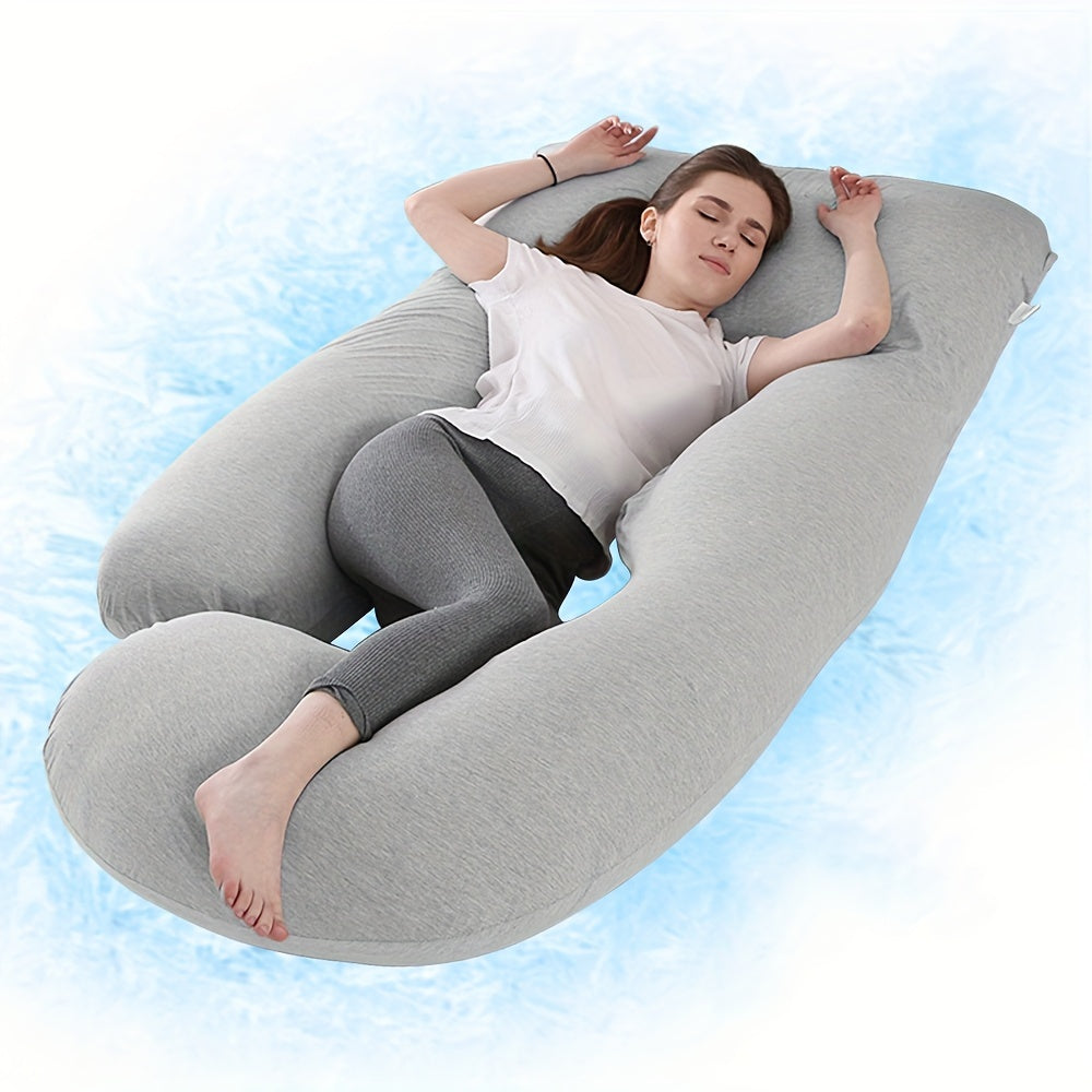 62-Inch J-Shaped Pregnancy Pillow - Velvet-Look Full-Body Design – view 6
