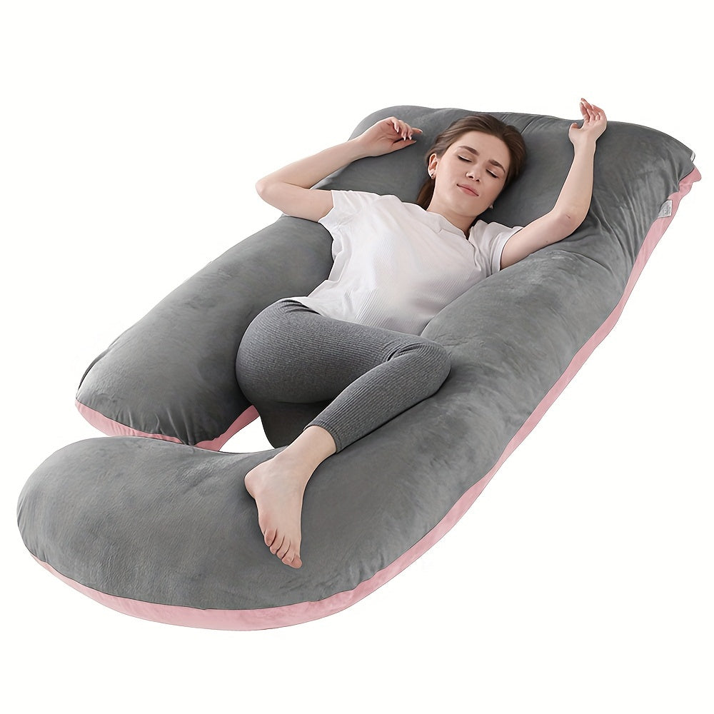 62-Inch J-Shaped Pregnancy Pillow - Velvet-Look Full-Body Design – view 7