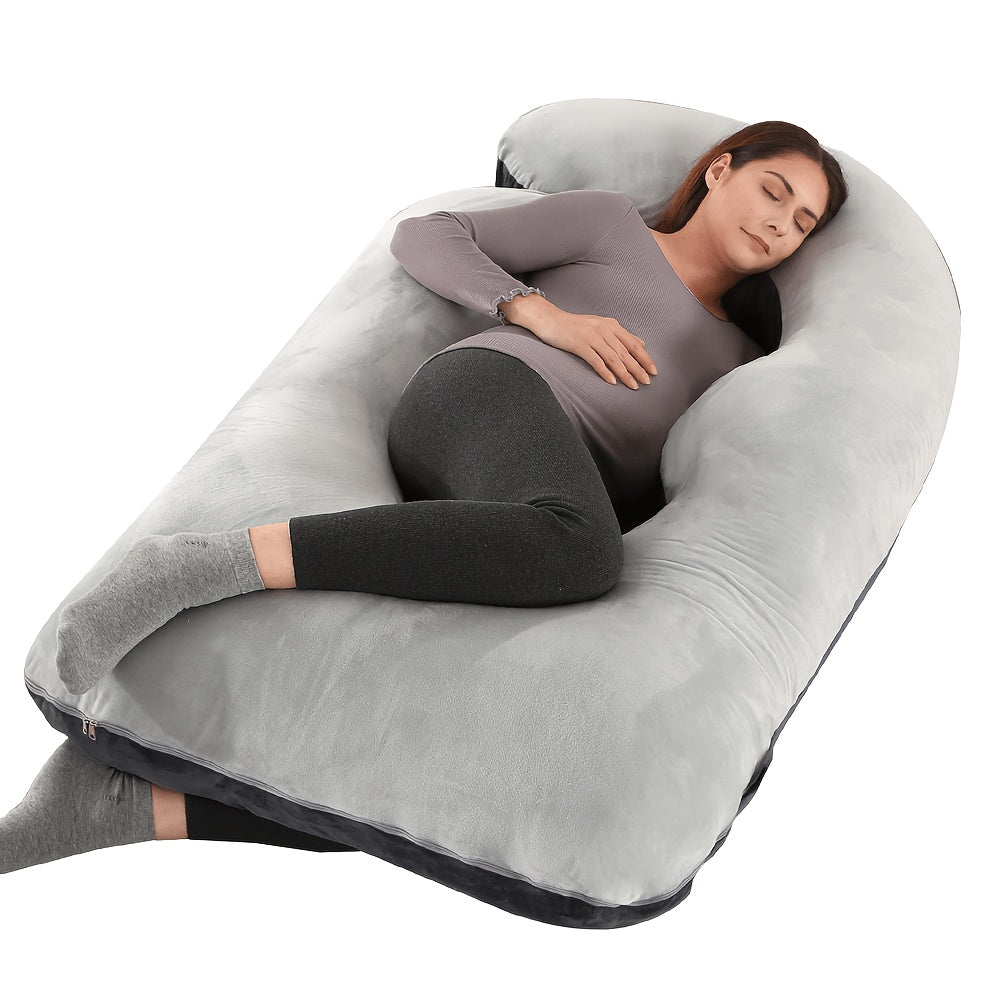 62-Inch J-Shaped Pregnancy Pillow - Velvet-Look Full-Body Design – view 8