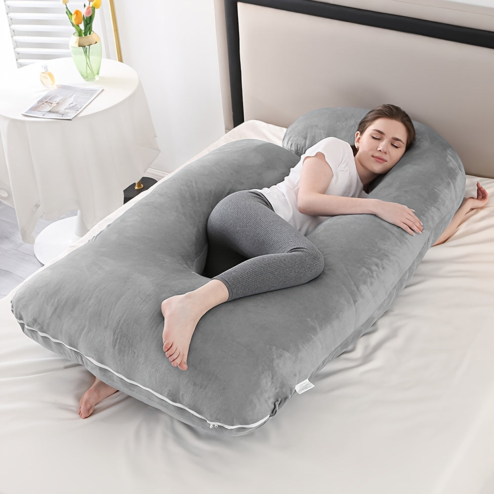 62-Inch J-Shaped Pregnancy Pillow - Velvet-Look Full-Body Design – view 9