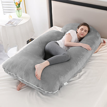 62-Inch J-Shaped Pregnancy Pillow - Velvet-Look Full-Body Design – view 9