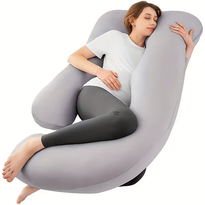 62-Inch J-Shaped Pregnancy Pillow - Velvet-Look Full-Body Design – view 10