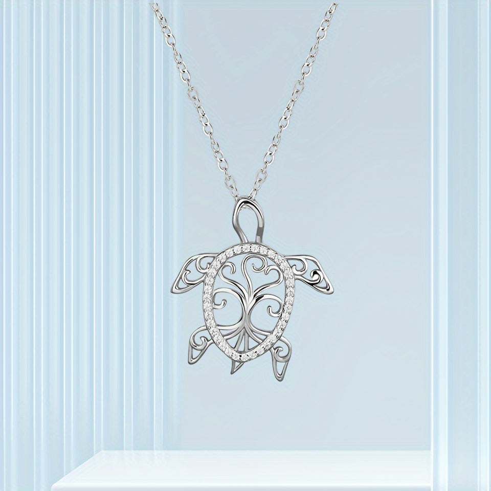 925Sterling Silver Sea Turtle Necklace - Tree of Life, Beachy, Perfect Gift for Mom, Ocean Lover (Holiday, Valentine's Day, Anniversary)