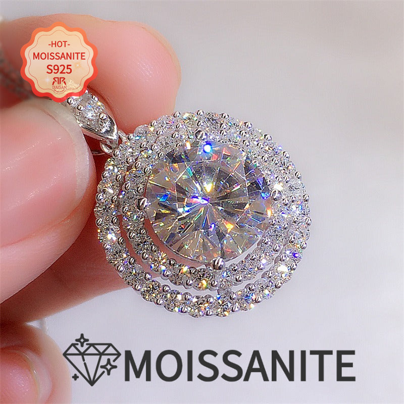 A Sparkling 5-carat Moissanite Pendant Necklace, S925 Silver, a Minimalist Moissanite-set Promise Necklace That Is Perfect for Wedding and Holiday Gifts, Luxury and Elegant Jewelry