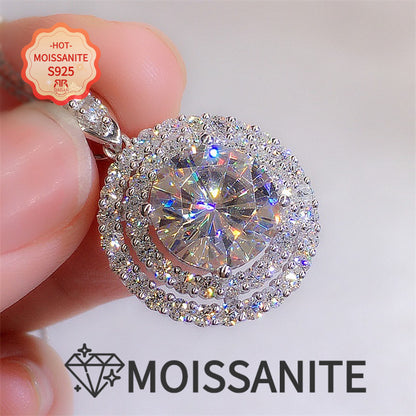 Moissanite Pendant Necklace S925 Sterling Silver 5 Carat - Sparkling Diamond Alternative Promise Necklace, Minimalist Luxury Jewelry for Women, Perfect Wedding & Holiday Gift
