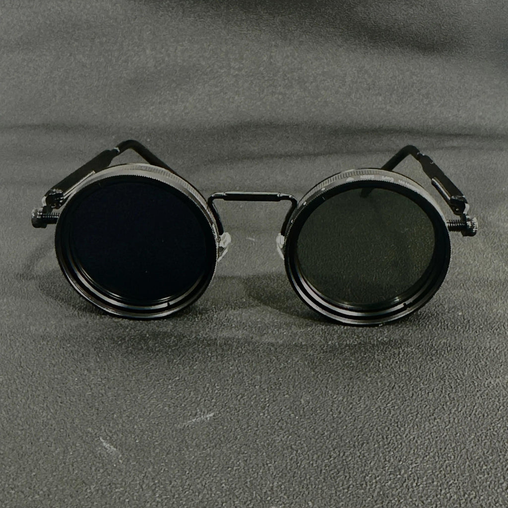 Men'S Vintage Steampunk Spin Fashion Glasses - Adjustable Brightness, Alloy Frames and Black/Grey Gradually changing Lenses, Interchangeable Lens System for Parties, Casual Wear - Bohemian Eyewear Accessories (Not Glasses), Without Battery