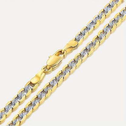 Moissanite Cuban Link Chain Necklace 4mm - Iced Out Sparkling Diamond Simulant Chain for Men & Women, Unisex Hip Hop Jewelry, 18 to 24 Inch, Christmas Gift