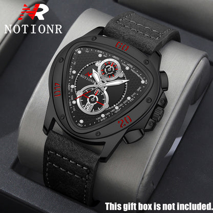 Men's 2-Piece Watch Set – Triangle Dial Silicone Strap & Retro Square Dial Faux Leather, Date Display Sport Dress Watches, Gift for Him