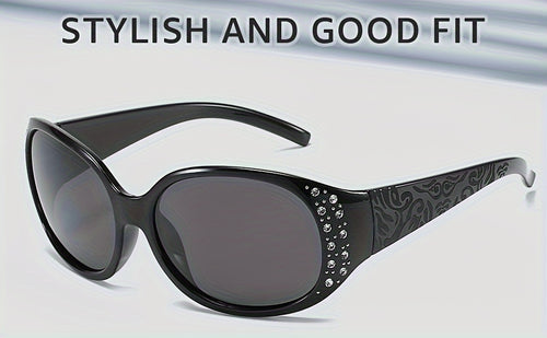Cat Eye Sunglasses for Women - Rhinestone Embellished Floral Design Lightweight Durable Frames, Trendy Fashion Shades for Beach Driving Street Style Photoshoot Vacation in Leopard Tea Color
