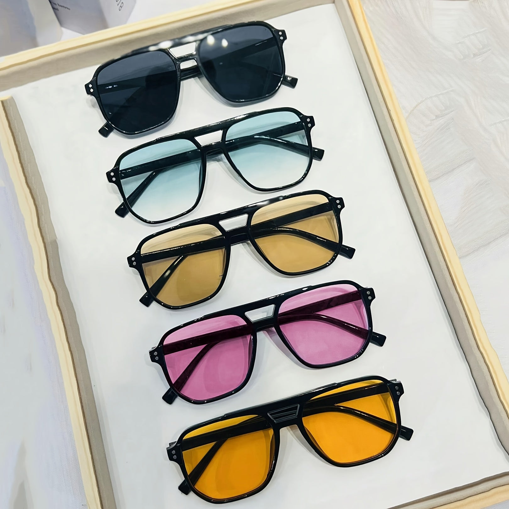 5pcs Pilot Fashion Glasses - Large Square PC Frames, Men's and Women's Fashion Casual Glasses, Suitable for Various Places