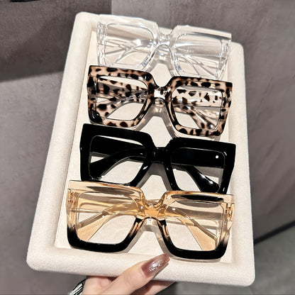 Square Fashion Glasses Women 4 Pack Tortoiseshell Clear Rose Gold Lightweight Plastic Decorative Eyewear Office Home Party Gift for Her Family Friends