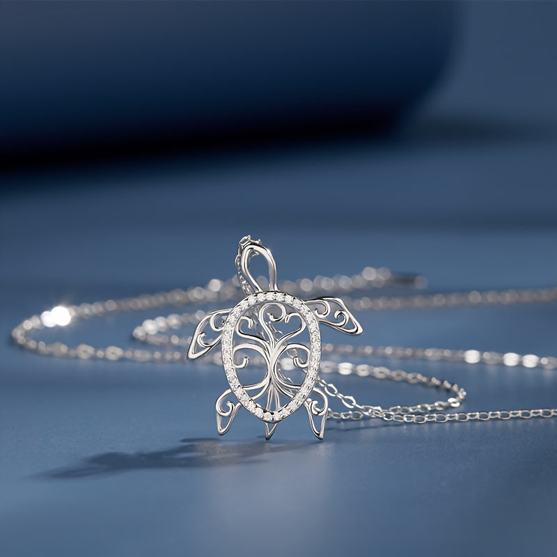 925Sterling Silver Sea Turtle Necklace - Tree of Life, Beachy, Perfect Gift for Mom, Ocean Lover (Holiday, Valentine's Day, Anniversary)
