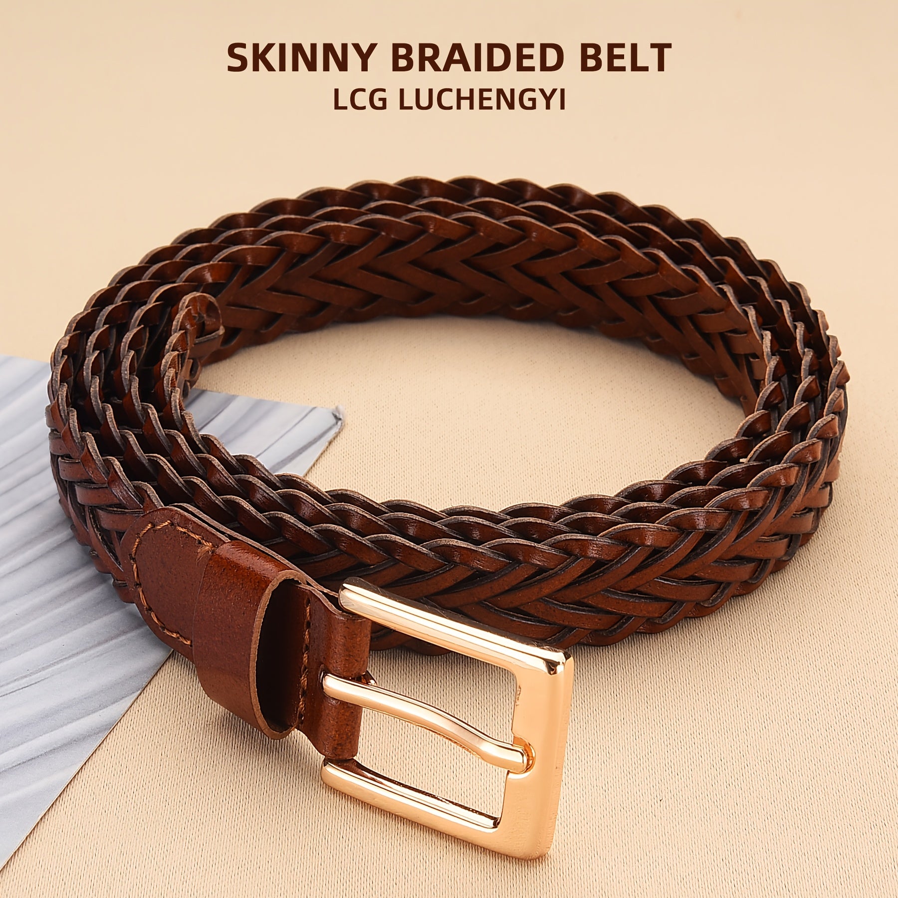 2 Pack Skinny Braided Belts for Women Waist Dresses Fashion Belt for Jeans Pants 3/4"