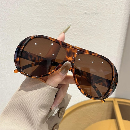 Oversized Sunglasses for Big Faces Men Women – Retro Large Frame Vintage UV400 Fashion Eyewear, Strong Light Blocking Unisex Trendy Glasses, Leopard Transparent Orange Styles