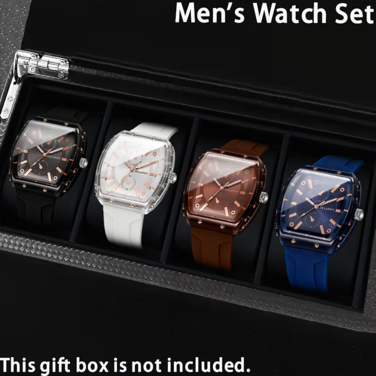 Set of 4 Fashion Men'S Quartz Watches | Casual, Sports, Minimalist Style with Alloy Case and Silica Gel Strap Watches for Men, Non-rechargeable Mens Watche Button Battery Ideal Choice for Gifts Wrist Watch Reloj Para Hombre.