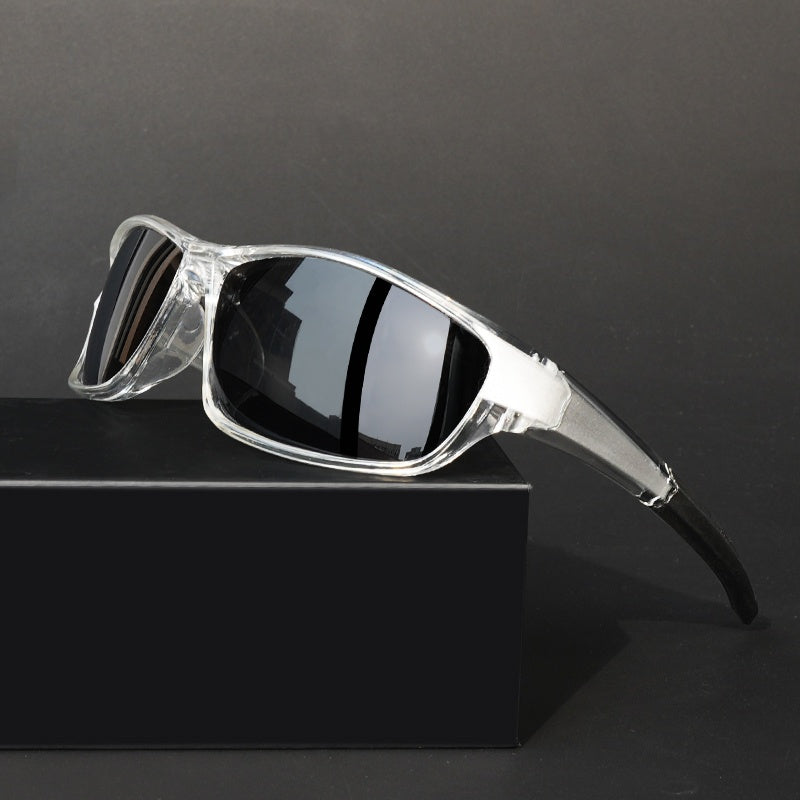 Full Frame Glasses Lightweight PC Lens - Futuristic Modern Eyewear with Wide Temples for Men Women, Durable Polycarbonate Frame for Daily Office Social Use, Comes with Storage Bag Option