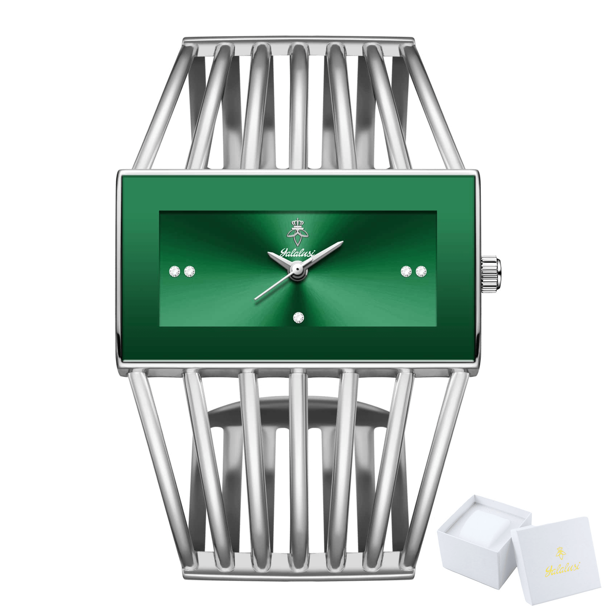 YaLaLuSi Brand 1 Elegant and Fashionable Women' S Quartz Wristwatch Unique Personality Elastic Openwork Bracelet Style Classic Solid-Color Square Dial Exquisite Rhinestones Versatile for Casual Attire Perfect Gift for Women, Family, or Friends