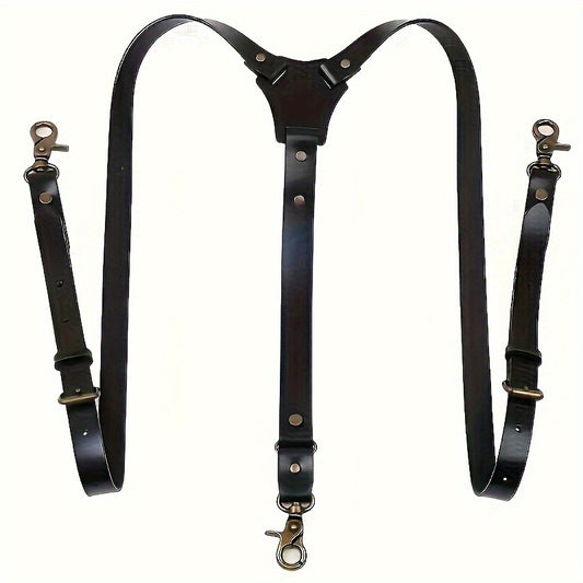 1pc Men'S Suspender Stay Fashion And Elegant with Retro Faux Leather, Perfect for Daily Wear!, Ideal Choice for Gifts