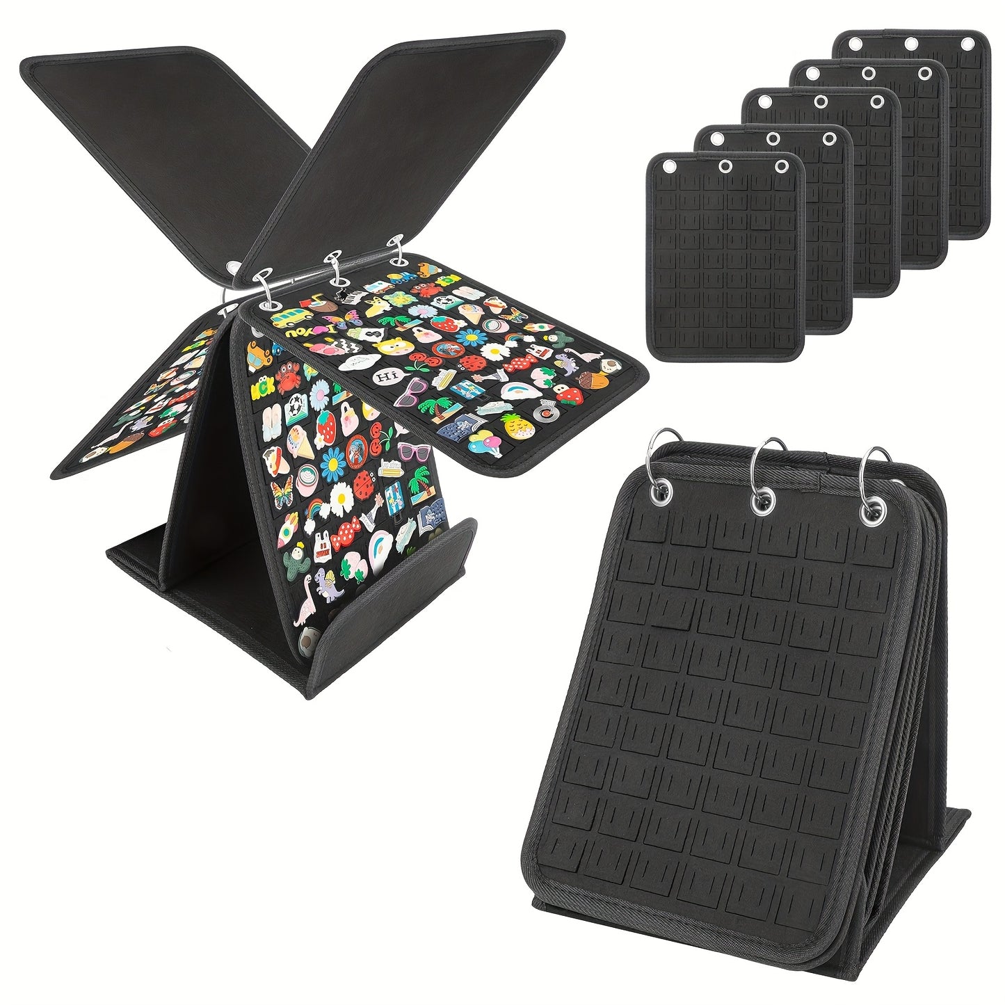 Pin Display Holder Brooch Organizer 5-Page Felt Badge Storage Binder — 3-Ring Detachable Earring Organizer for Travel, Boutique & Collectible Display
