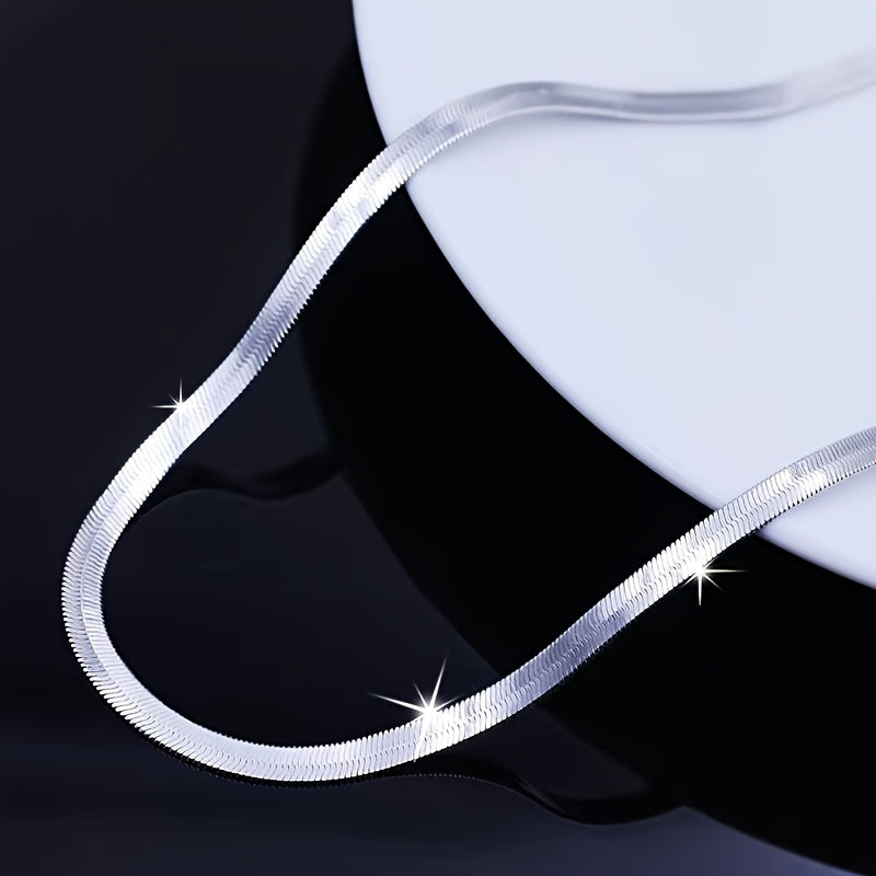 S925 Sterling Silvery Flat Snake Bone Chain, Handmade, Sterling Silvery Allergy Proof, Artistic Necklace, Can Be Worn Alone, Overlap And Mix And Other Multiple Wear Styles, Unisex, Jewelry Gifts