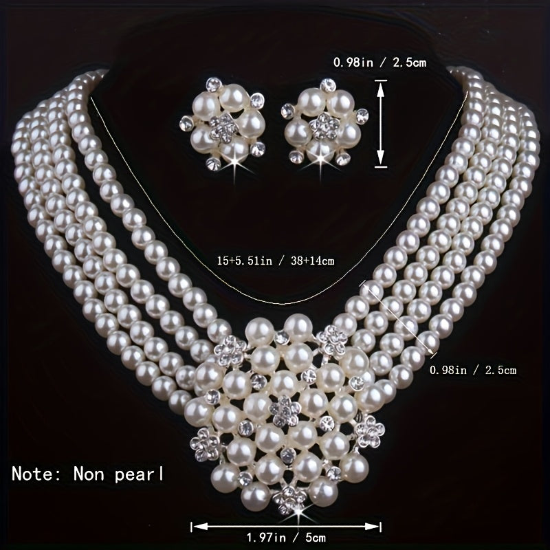 Bridal Jewelry Beads Necklace, High End And Luxurious, One Necklace+one Pair Of Earrings, Wedding Dress Accessories, Stage Performance, Evening Party Necklace