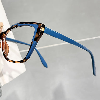 Cat Eye Reading Glasses for Women - Anti Blue Light Color Block Design Elegant Fashion Readers +1.0 to +4.0 in Pink and Blue, Stylish Presbyopia Eyewear for Office Screen Daily Use