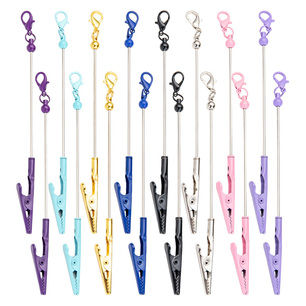 8/16pcs Beaded Business Card Holder Keychain Multi-Function Blank Alligator Clip for Business Cards, Photos, Notes And Messages - Office Essentials