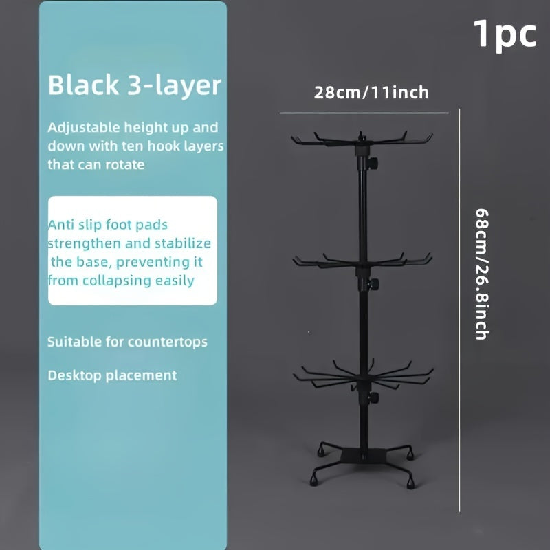 3 Layers Rotating and Adjustable Display Rack - Suitable for Jewelry, Keychains, Socks, Hats, and Toys, Multifunctional Rotating and Movable Jewelry Rack
