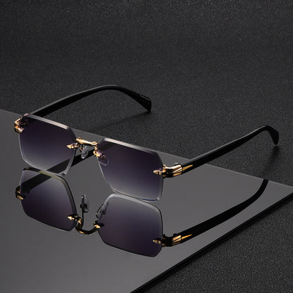 Metal Gradient Sunglasses for Men – HD Cut-Edge Lenses Light Luxury Street Style Eyewear, Unisex Fashion Shades in Green & Grey, Perfect Birthday Gift Idea