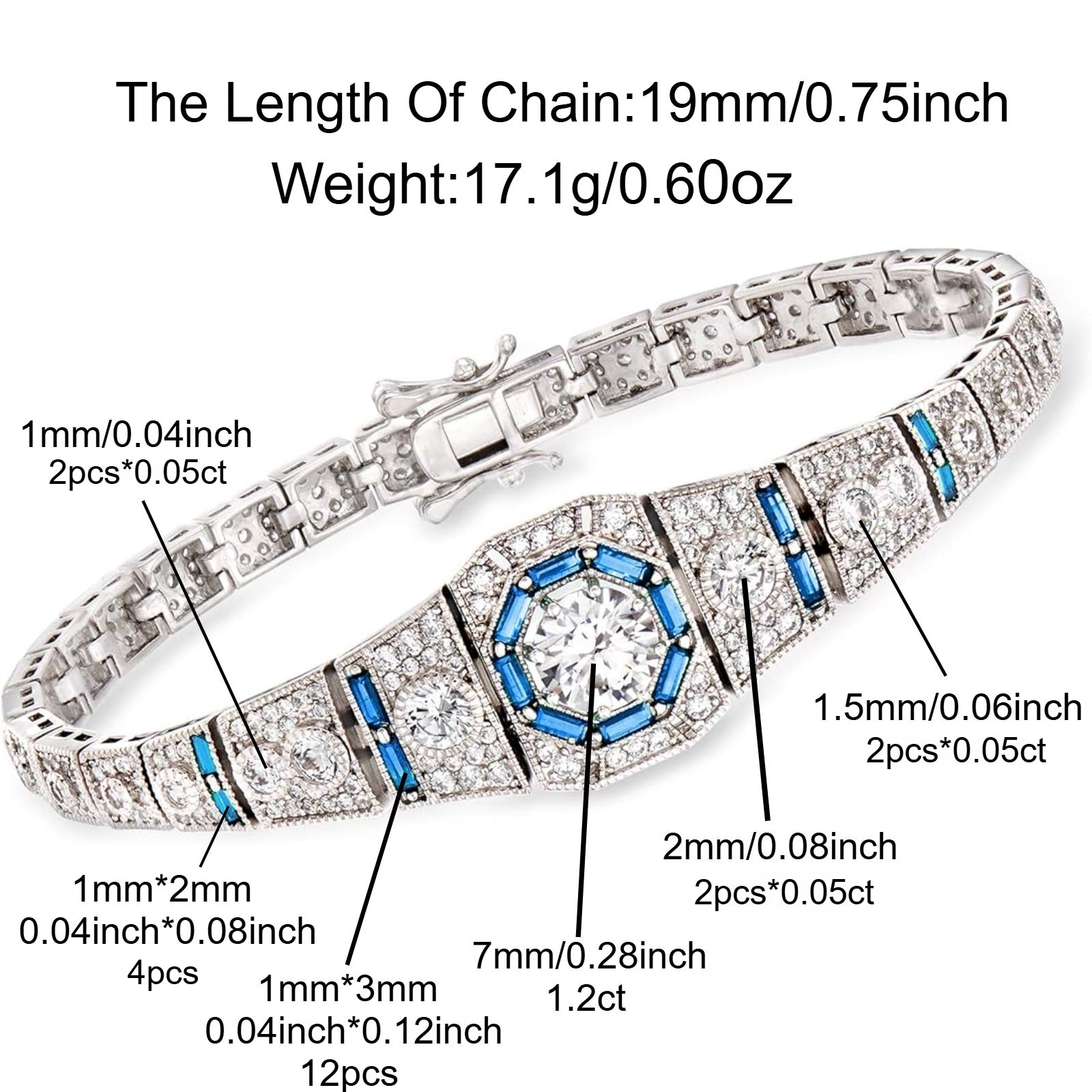 Moissanite Bracelet for Women Men, 925 Sterling Silver Bracelet, Elegant Luxurious Style, Fashionable High-End Jewelry for Daily Wear Weddings Banquets, Perfect Mother's Day Gifts, Ideal Gifts for Mom Mother Wife, Total Weight Of The Product (17.85g)