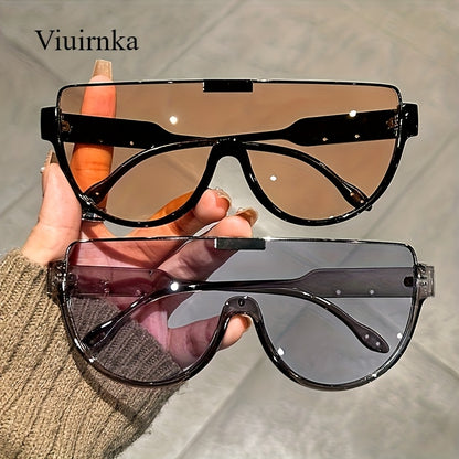 Oversized Semi-Circular Sunglasses Unisex Glare Resistant Trendy Fashion Shades Daily Wear Travel Vacation 5 Lens Colors Gray Orange Blue White Durable