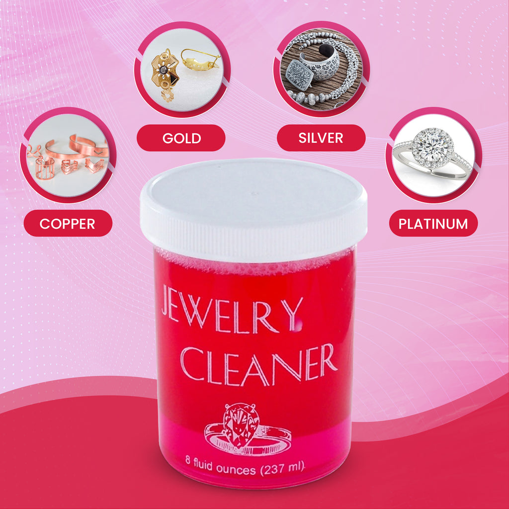 JSP Jewelry Cleaner 8 fl oz – Gold, Silver & Platinum Dip with Brush & Cloth – Fast Acting