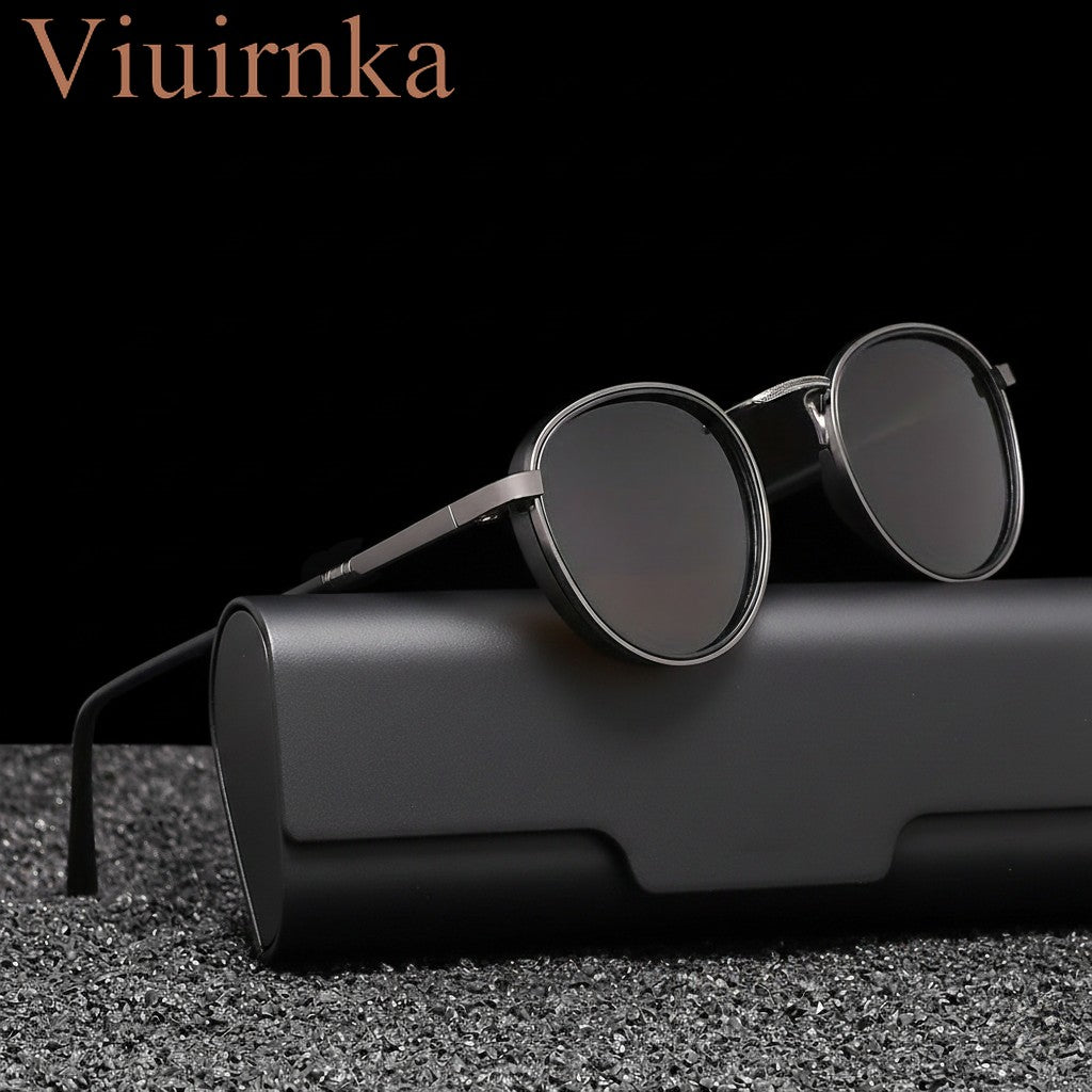 Polarized Sunglasses Round Metal Frame – TAC Lens UV Protection for Men & Women, Lightweight Eyewear with Durable Case, Driving Fishing Travel Hiking, Brown Black Gold Silver Gray