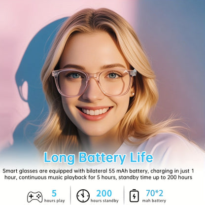 Smart Audio Glasses with Photochromic Lenses - Bluetooth Sunglasses for Music Calls Driving Sports, Anti Blue Light Auto Color Changing Unisex Eyewear in Gray Blue Black Transparent Coffee Yellow Silver