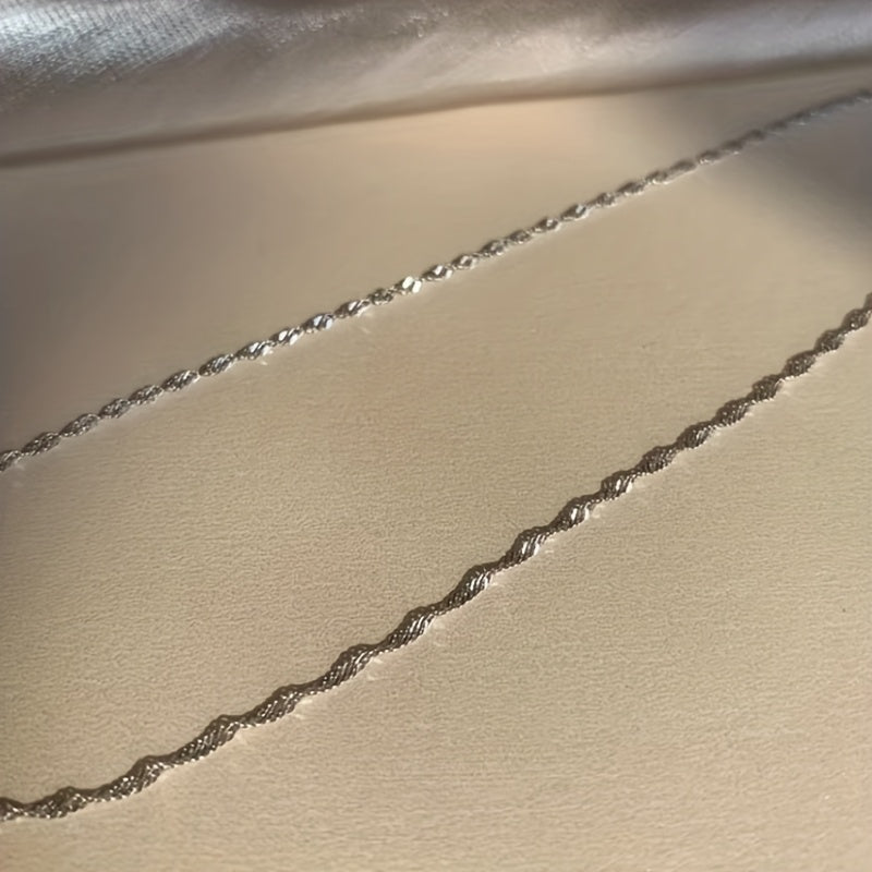 925 Silver Water Wave Chain, Easy Collarbone Necklace, Fashionable And Versatile, Elegant Vacation Style, High-Quality Anti-Allergy, Suitable for Women'S Daily Wear, Easy Necklaces for Women