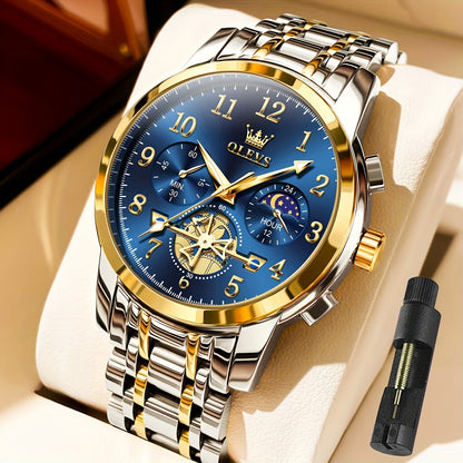 OLEVS Men's Luxury Dress Watch — Big Face, Waterproof, Luminous, Calendar, Stainless Steel | 8 Colors