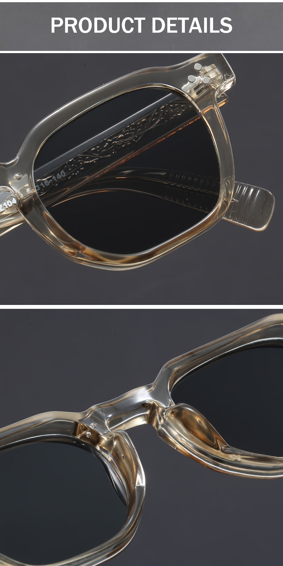 Fashionable Polygonal Full-frame AC Lens Men's Sunglasses -  Bohemian Style Fashionable Sunglasses, Suitable for Photography, Parties, Decorative Sunglasses - Ideal Gift, Casual Design