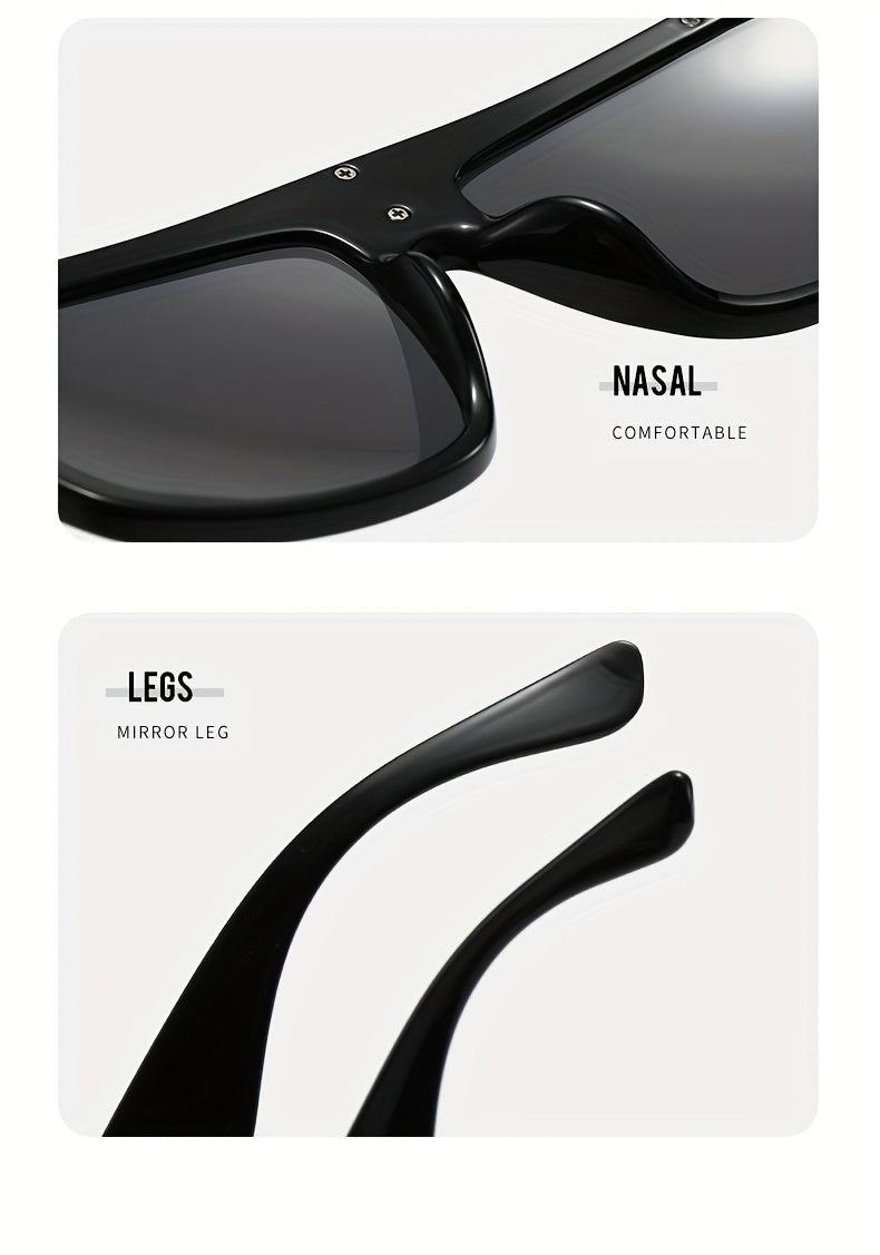 Men's Cyberpunk Square Fashion Eyewear - Extra Large Frame (>139mm), Lightweight Eyewear with Black and Golden Metal Trim, Over-the-Counter Decorative Lenses for Daily and Special Occasions - Futuristic Eyewear Street Fashion, Cosplay