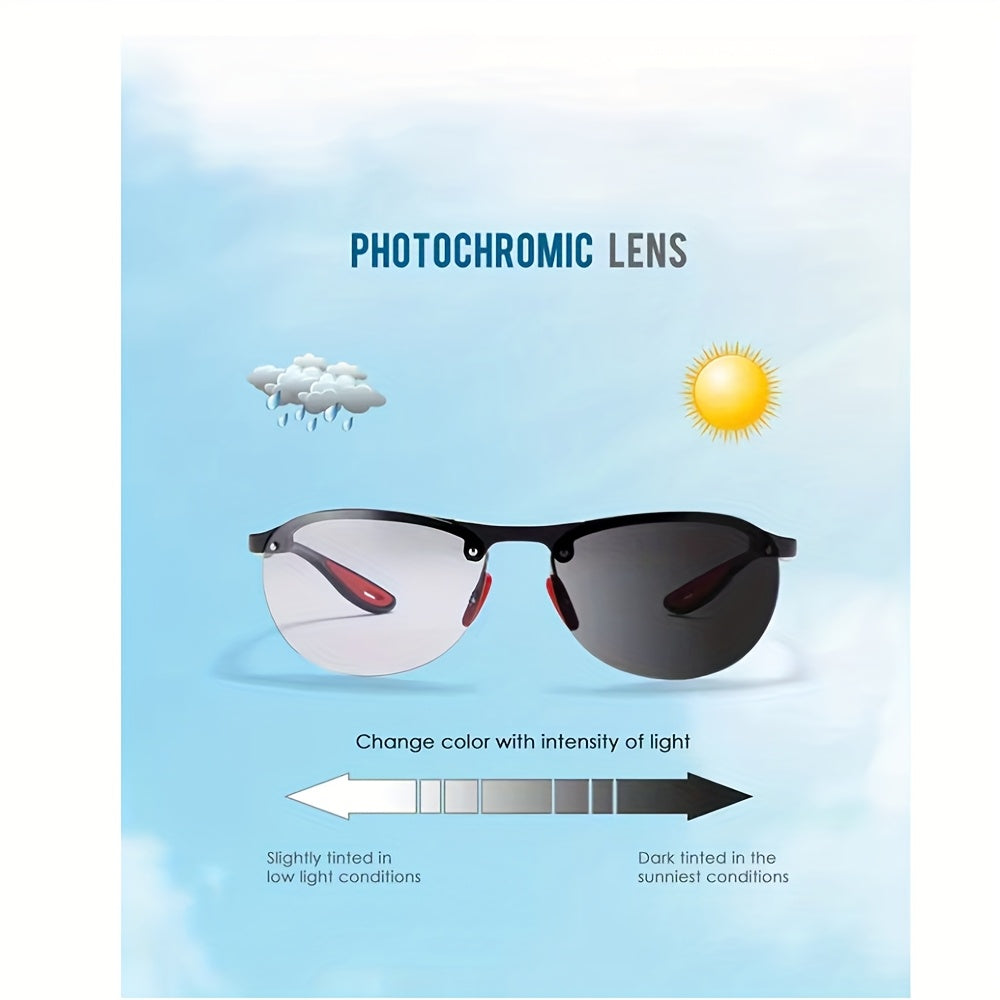 KDEAM Unisex Frameless Oval Polarized Fashion Glasses TR90 Lightweight TAC Lens Auto Darkening Mirrored for - Includes Case, Cloth & Test Card, Gear, Accessories, Sleek Design, Quality Craftsmanship, Modern Eyewear, Lovers