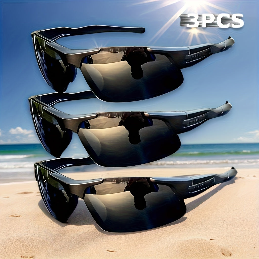 3pcs Polarized Glasses, Half Frame-Driving and Driving Rearview Mirror Polarized Glasses