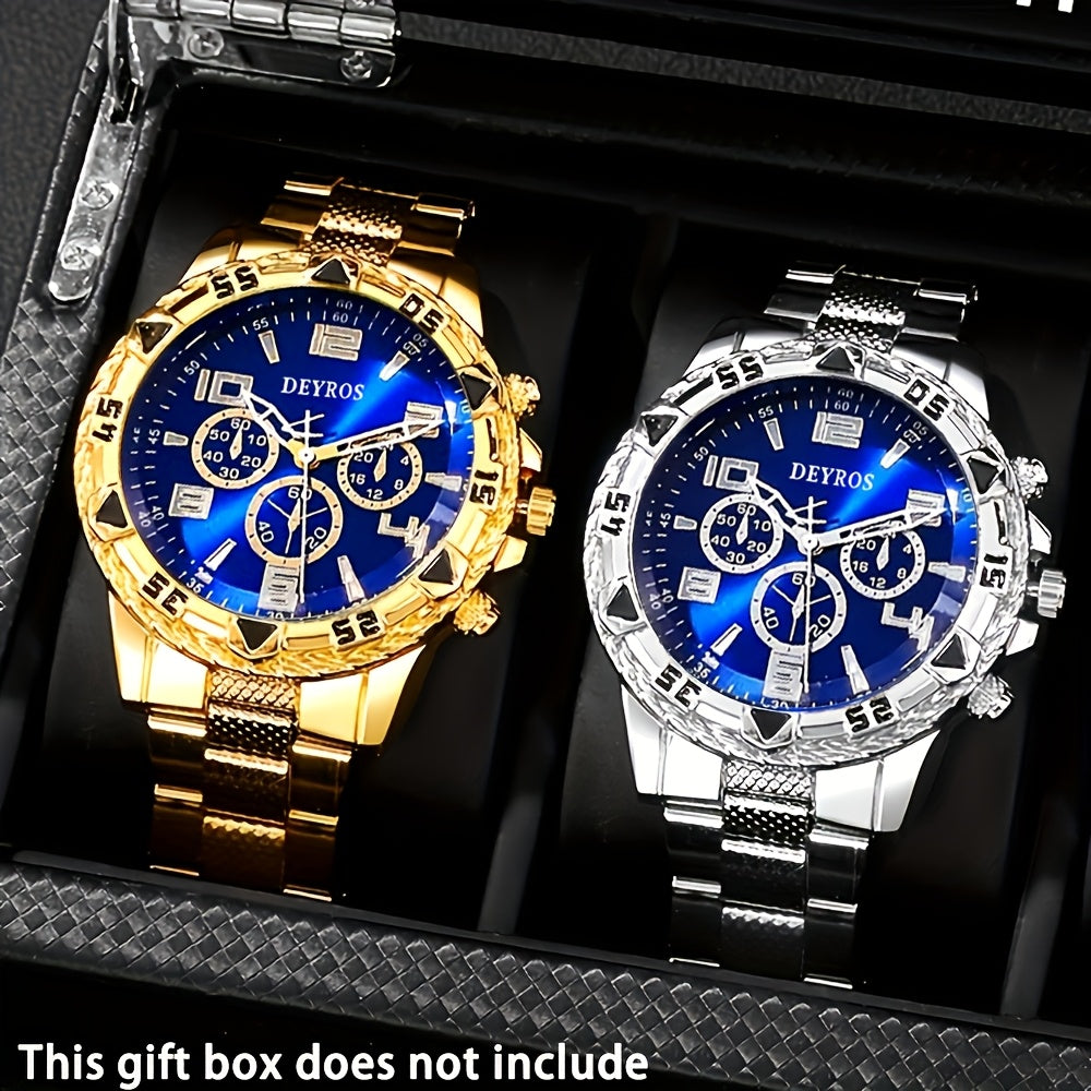 Set of 2 Men'S Quartz Watches | Made of Stainless Steel | Suitable for Casual And Business Wear | Includes a Silicone