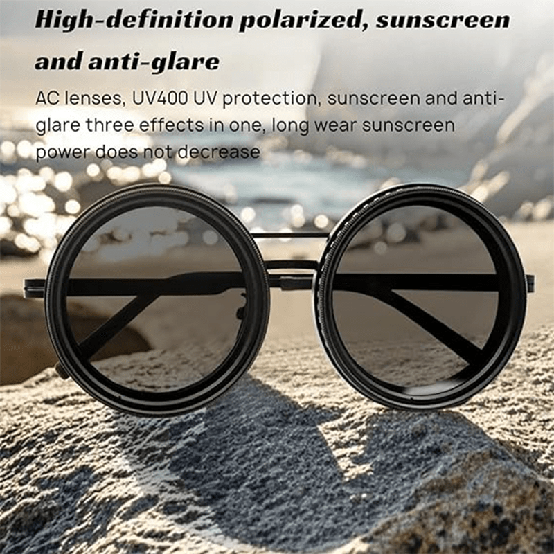 Steampunk Rotating Lens Glasses - Adjustable ND Mechanical Style Frame for Men Women, Cyberpunk Retro Sunglasses with Variable Brightness Lenses for Driving Outdoor, Unisex Fashion Eyewear